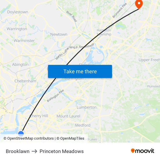 Brooklawn to Princeton Meadows map
