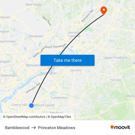 Ramblewood to Princeton Meadows map