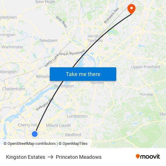 Kingston Estates to Princeton Meadows map