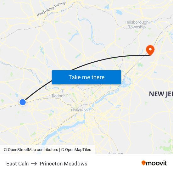 East Caln to Princeton Meadows map