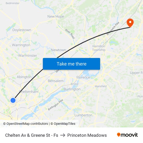 Chelten Av & Greene St - Fs to Princeton Meadows map