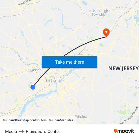 Media to Plainsboro Center map