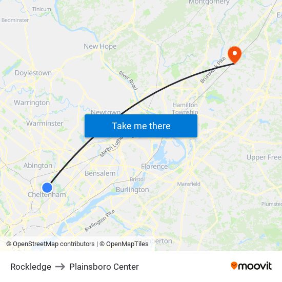 Rockledge to Plainsboro Center map