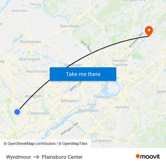 Wyndmoor to Plainsboro Center map
