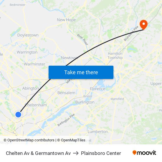 Chelten Av & Germantown Av to Plainsboro Center map
