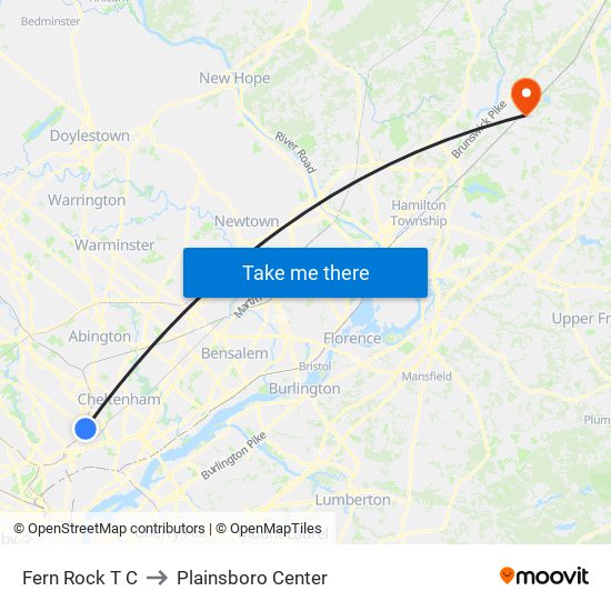 Fern Rock T C to Plainsboro Center map