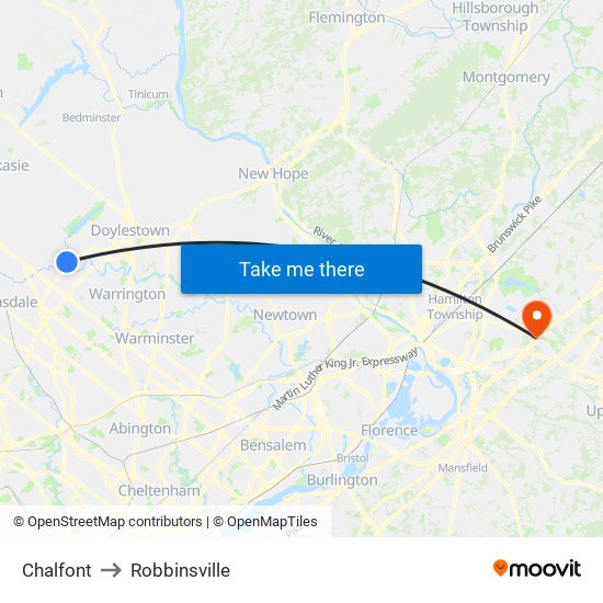 Chalfont to Robbinsville map