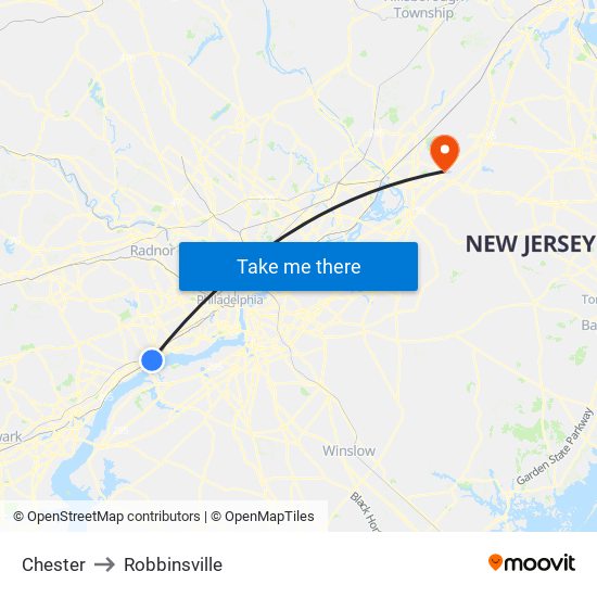 Chester to Robbinsville map