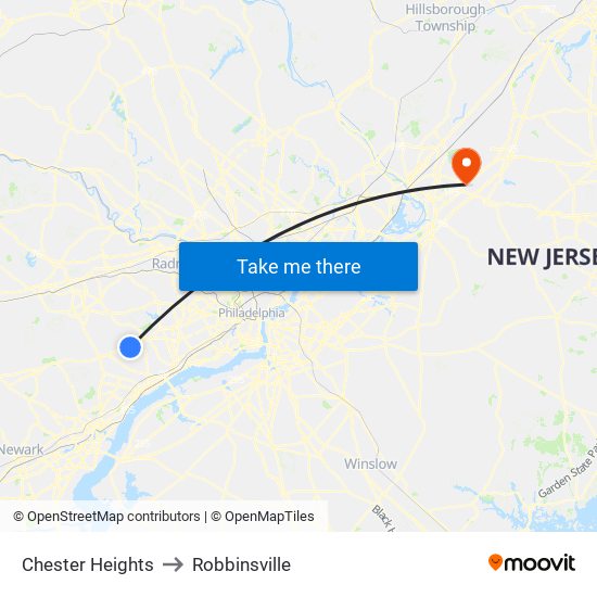 Chester Heights to Robbinsville map