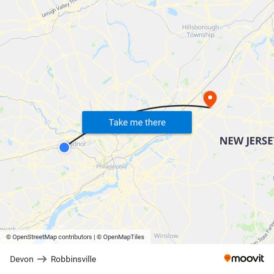 Devon to Robbinsville map