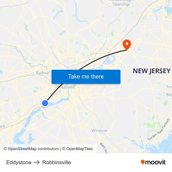 Eddystone to Robbinsville map