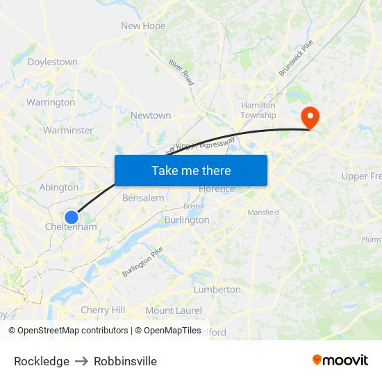 Rockledge to Robbinsville map