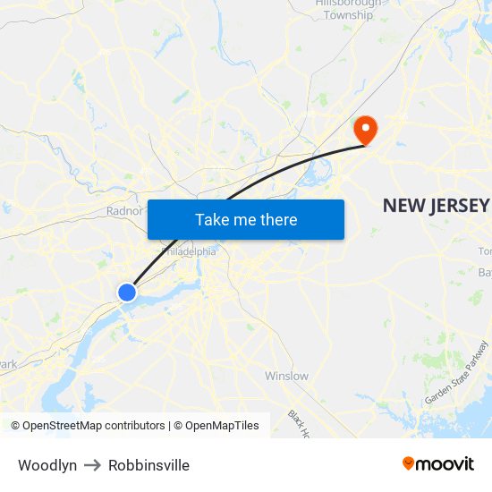 Woodlyn to Robbinsville map