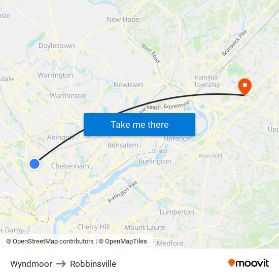 Wyndmoor to Robbinsville map