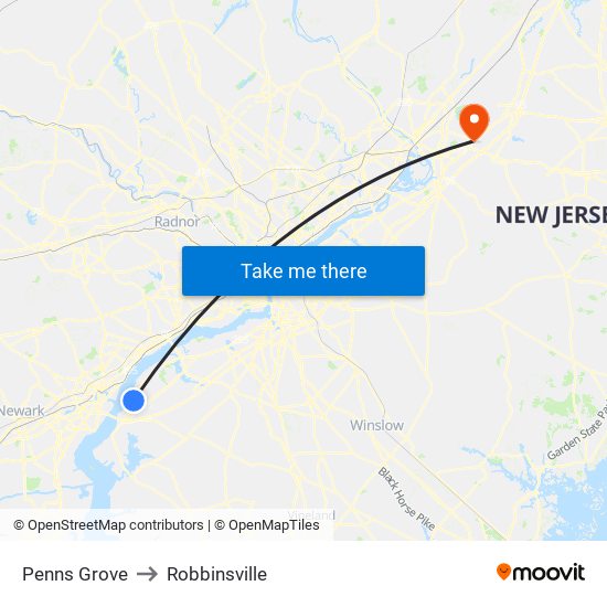 Penns Grove to Robbinsville map