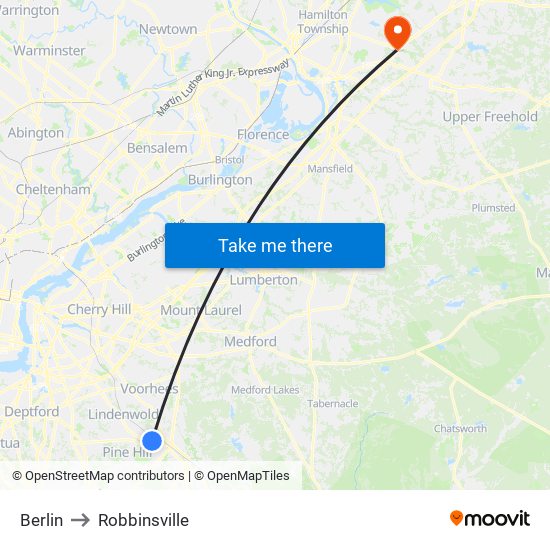 Berlin to Robbinsville map