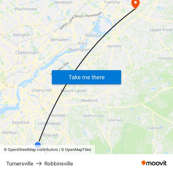 Turnersville to Robbinsville map