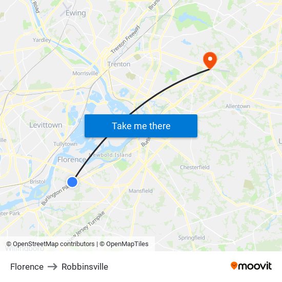 Florence to Robbinsville map