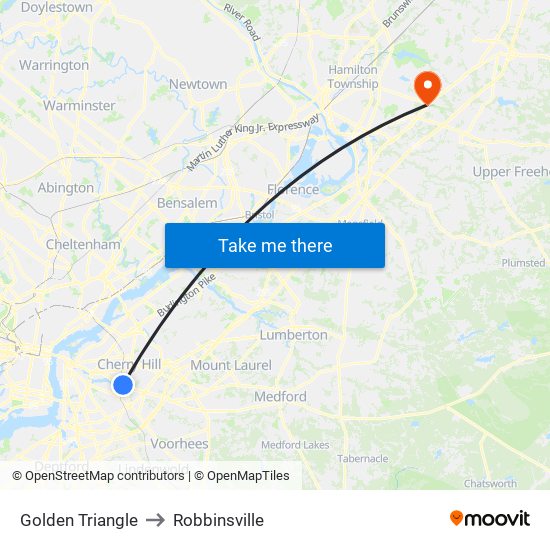 Golden Triangle to Robbinsville map