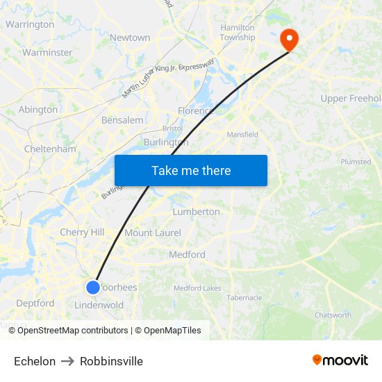 Echelon to Robbinsville map