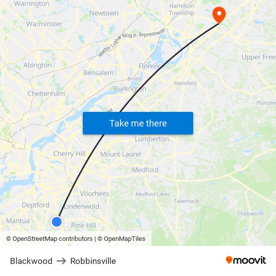 Blackwood to Robbinsville map