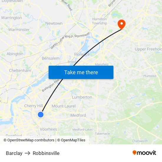 Barclay to Robbinsville map