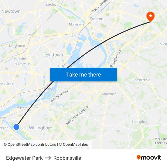 Edgewater Park to Robbinsville map