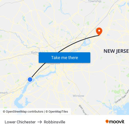 Lower Chichester to Robbinsville map