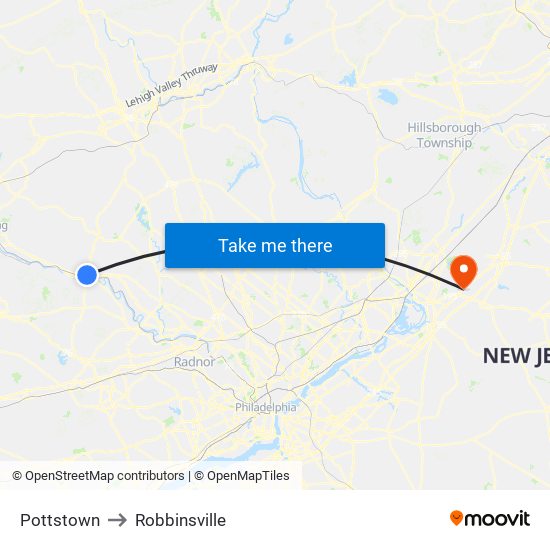 Pottstown to Robbinsville map