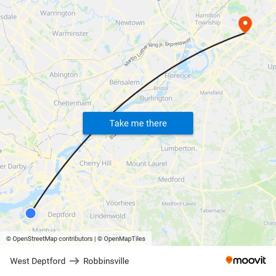 West Deptford to Robbinsville map