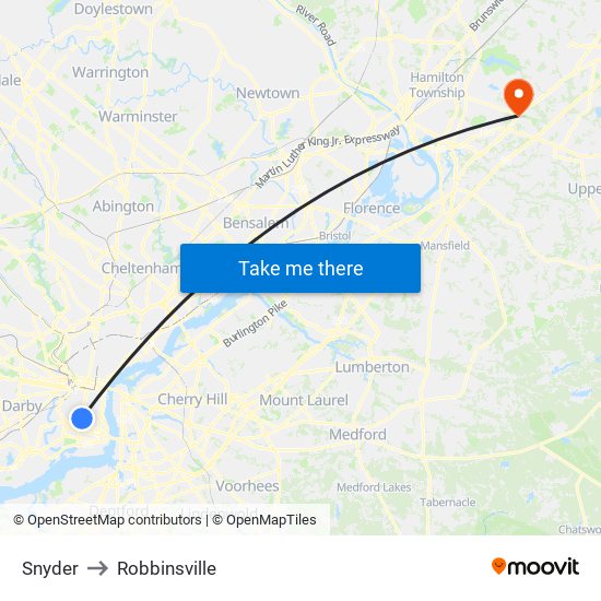 Snyder to Robbinsville map