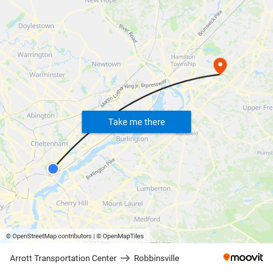 Arrott Transportation Center to Robbinsville map