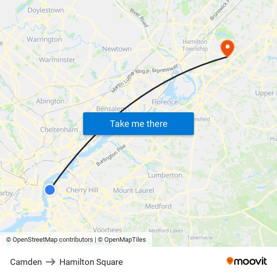 Camden to Hamilton Square map