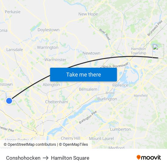Conshohocken to Hamilton Square map