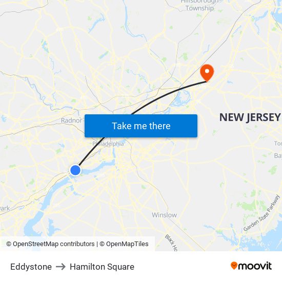 Eddystone to Hamilton Square map