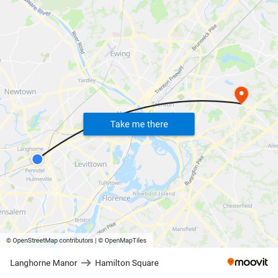 Langhorne Manor to Hamilton Square map