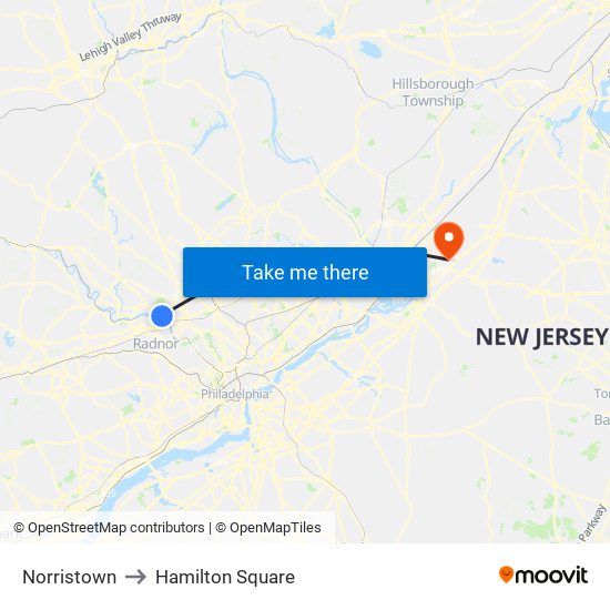 Norristown to Hamilton Square map
