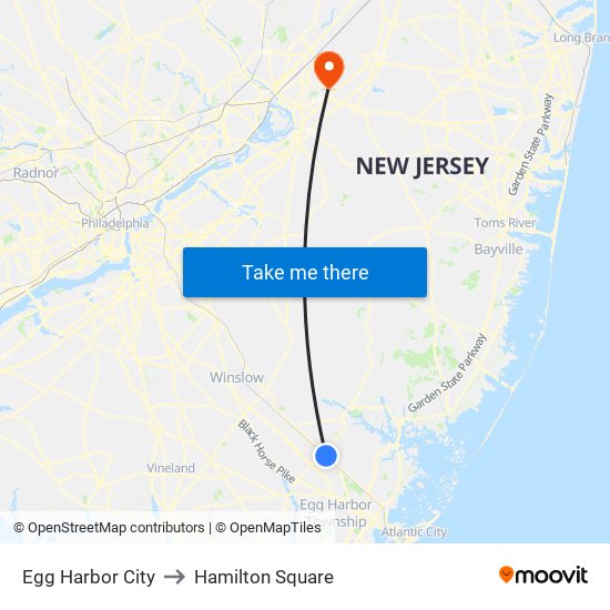 Egg Harbor City to Hamilton Square map