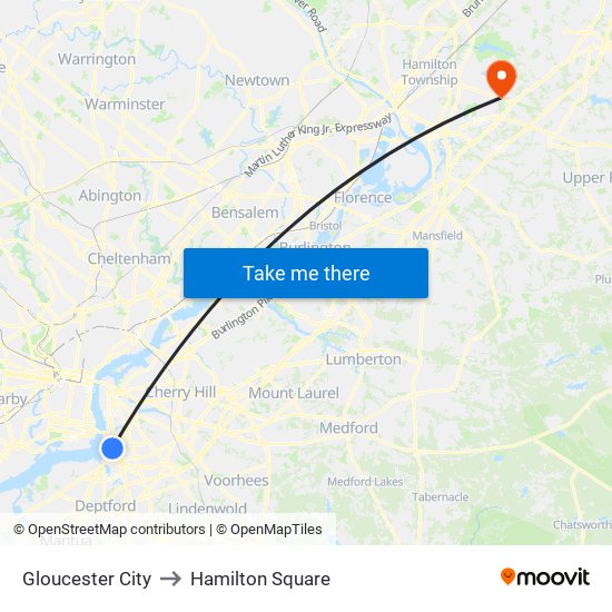 Gloucester City to Hamilton Square map