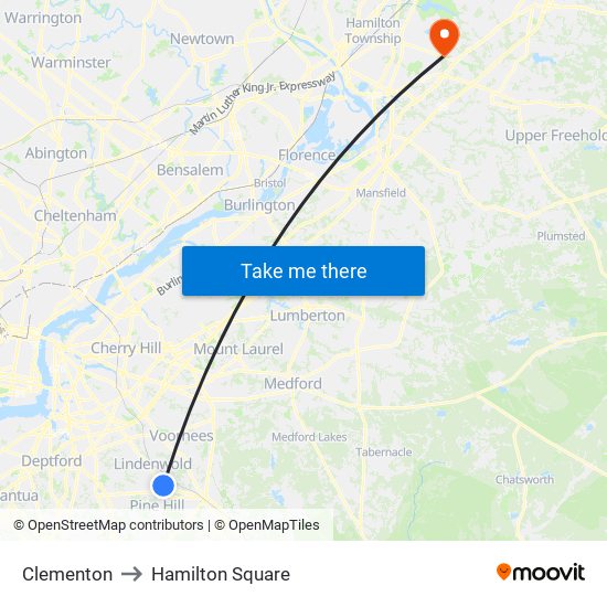 Clementon to Hamilton Square map
