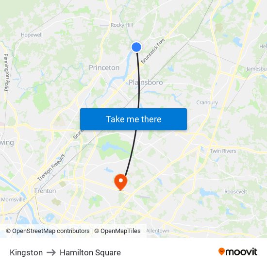 Kingston to Hamilton Square map