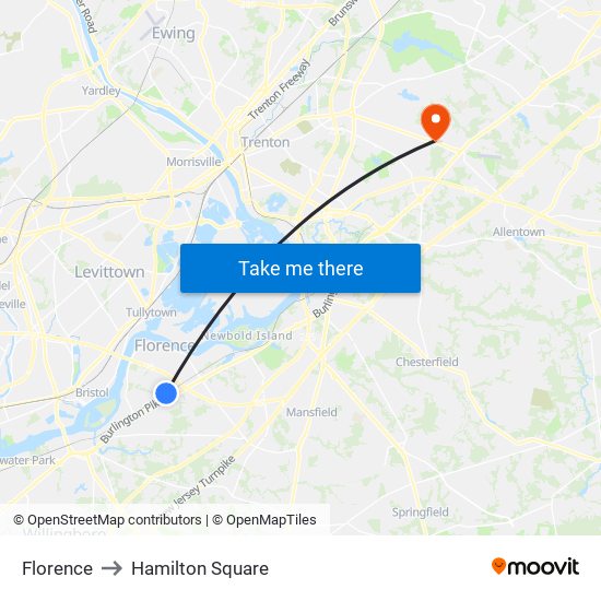 Florence to Hamilton Square map