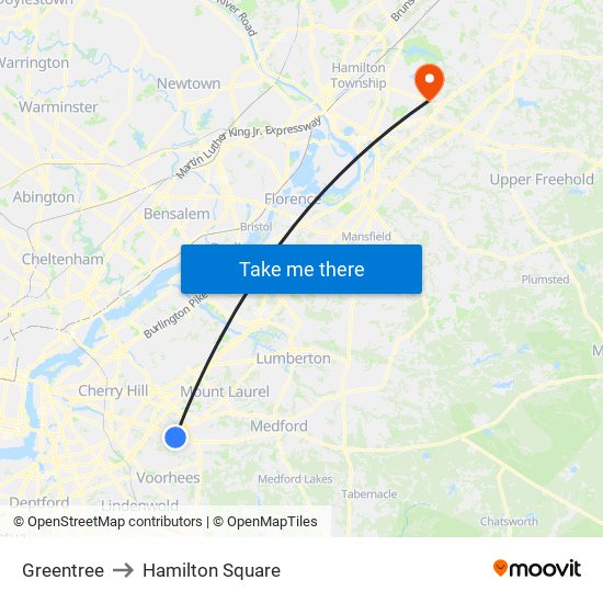 Greentree to Hamilton Square map