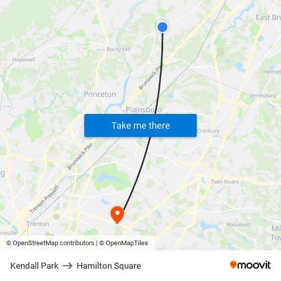 Kendall Park to Hamilton Square map