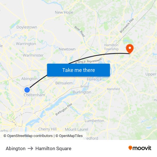 Abington to Hamilton Square map