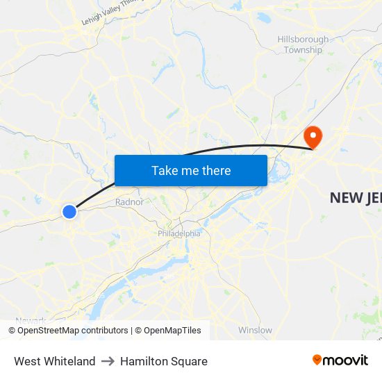 West Whiteland to Hamilton Square map