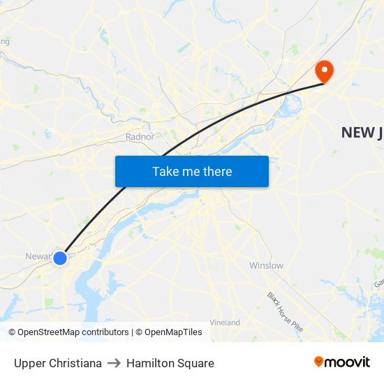 Upper Christiana to Hamilton Square map
