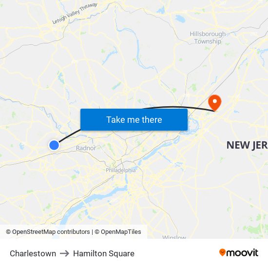 Charlestown to Hamilton Square map