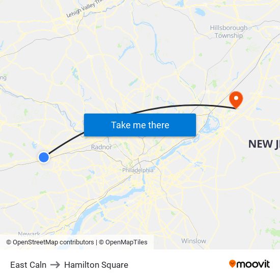 East Caln to Hamilton Square map
