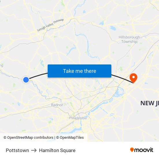 Pottstown to Hamilton Square map